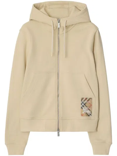 Burberry Drawstring Hood Jersey Texture Hoodie In Beige O Tan