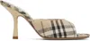 Burberry 90mm Lf Mews Check Textile Mules In Alabaster Ip Check