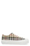 BURBERRY BEIGE CHECK LOW-TOP SNEAKERS FOR WOMEN