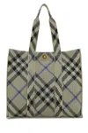Burberry Check Medium Knitted Tote Bag In Beige
