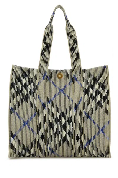 BURBERRY BEIGE CHECK MEDIUM TOTE