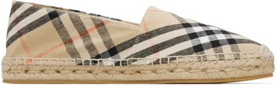 Burberry Beige Check Mews Espadrilles In Sand