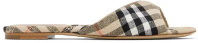 BURBERRY BEIGE CHECK MEWS SANDALS