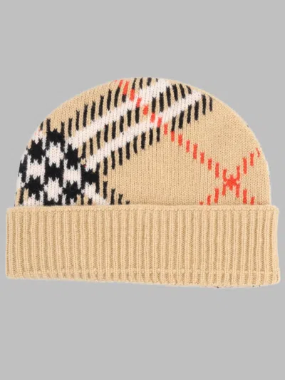 Burberry Beige Check Mini Wool Beanie