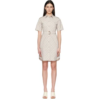 Burberry Beige Check Minidress In Neutral