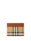 Burberry Beige Check Motif Credit Card Case In Beige