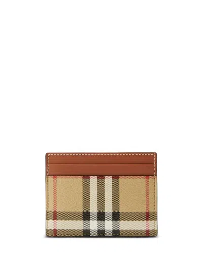 BURBERRY BEIGE CHECK MOTIF CREDIT CARD CASE