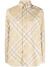 Burberry Button Down Shirt With Check Pattern In Beige