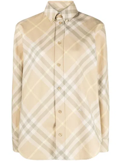 BURBERRY BEIGE CHECK MOTIF SHIRT