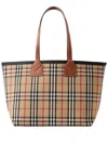 Burberry Medium London Check-pattern Tote Bag In Beige