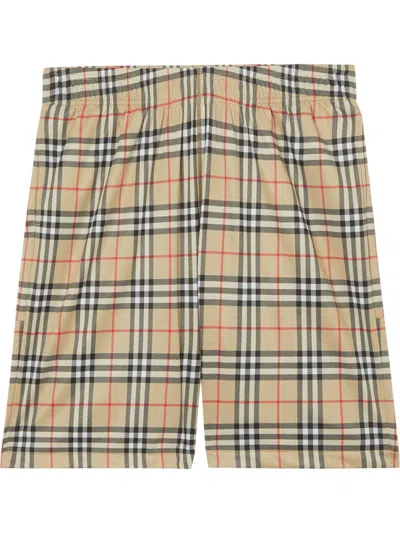 BURBERRY BEIGE CHECK MOTIF SHORTS
