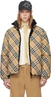 Burberry Quilted Jacket With Distinctive Plaid Pattern In Sand Ip Check