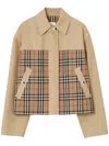 BURBERRY BEIGE CHECK PANEL COTTON JACKET FOR WOMEN