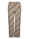 Burberry Beige Cargo Pants With Vintage Check Motif In Linen And Cotton Blend Man In Beige