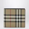 Burberry Beige Bi-fold Wallet With Check Pattern Men In Brown