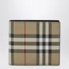 Burberry Beige Check Pattern Bi-fold Wallet Men In Neutral