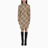Burberry Waist Belted Shirt Dress With Checked Pattern In Beige