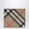 Burberry Check Pattern Beige Folding Wallet Men In Multi