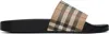 Burberry Brown Slides Sandals With Vintage Check Motif In Polyurethane In Archive Beige Ip Chk