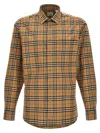 Burberry Caxbridge Plaid Printed Long-sleeved Shirt In Orange