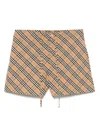 Burberry Check Printed Drawstring Short In Beige