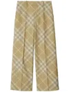 Burberry Checkered Design Wool Trousers For Women In Brown