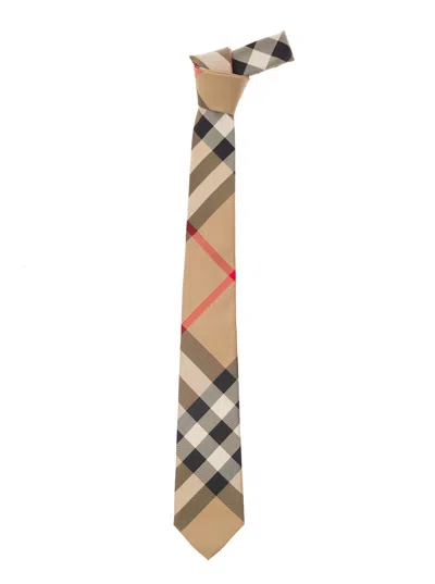 Burberry Beige Check Print Tie
