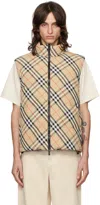 BURBERRY BEIGE CHECK REVERSIBLE DOWN VEST