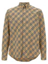 Burberry Cotton Check Shirt With Button-down Collar In Beige