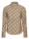 Burberry Beige Oversize Shirt With All-over Check Motiv In Cotton Woman In Neutral