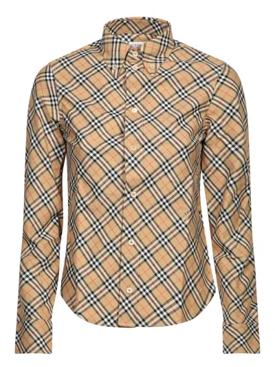 Burberry Beige Check Shirt In Multicolor