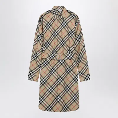 Burberry Beige Check Shirt Dress Women In Multi