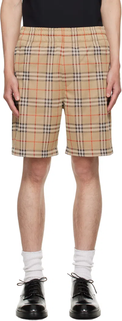 Burberry Beige Check Shorts In Multi