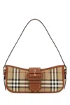Burberry Canvas Sling Shoulder Bag With Checkered Pattern In Brown