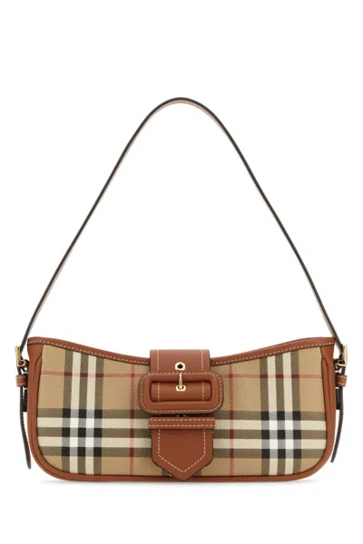 BURBERRY BEIGE CHECK SHOULDER BAG