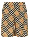 Burberry Drawstring Waistband Check Shorts With Embroidered Detail In Beige