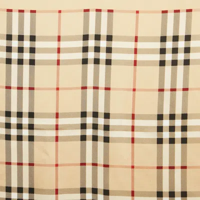 Pre-owned Burberry Beige Check Silk Satin Square Scarf In Sand