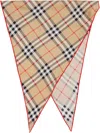 Burberry Beige Check Silk Scarf In Brown