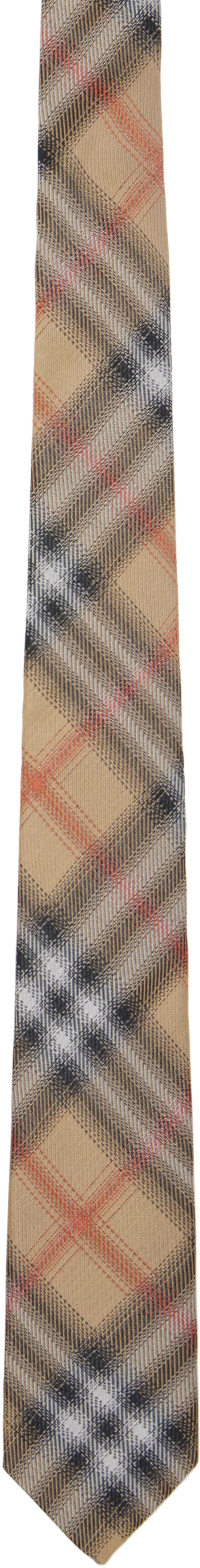 Burberry Beige Check Silk Tie In Multi