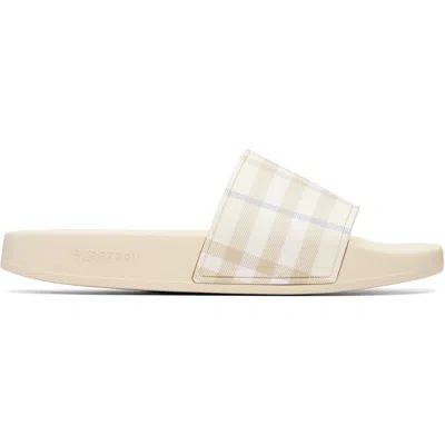 Burberry Beige Check Slides In Neutral