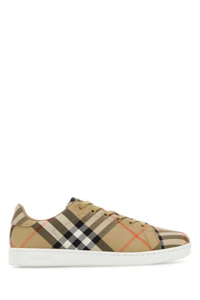 Burberry Beige Check Sneakers In Multi