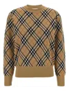 Burberry Check Wool Blend Knit Crewneck Sweater In Multi