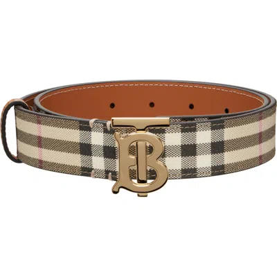 Burberry Beige Check Tb Belt In A1191 Vcheck / Light