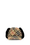 Burberry Check Wool Hat Ear Flaps Fur Trim In Multi