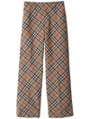 Burberry Tailored Wool Blend Trousers With Nova Check Pattern In Brown