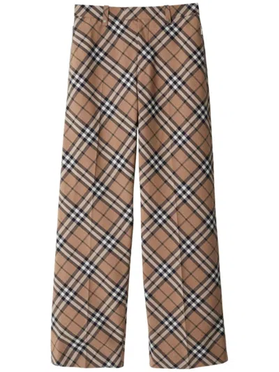 BURBERRY BURBERRY BEIGE CHECK TROUSERS