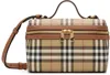 Burberry Coated Canvas Vanity Check Crossbody Bag With Check Motif In Brown