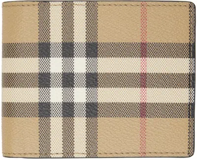 Burberry Beige Check Wallet In Archive Beige