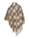 Burberry Beige Check Wool And Cashmere Cape