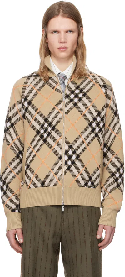 Burberry Beige Check Wool Mohair Blend Jacket In Sand Ip Check